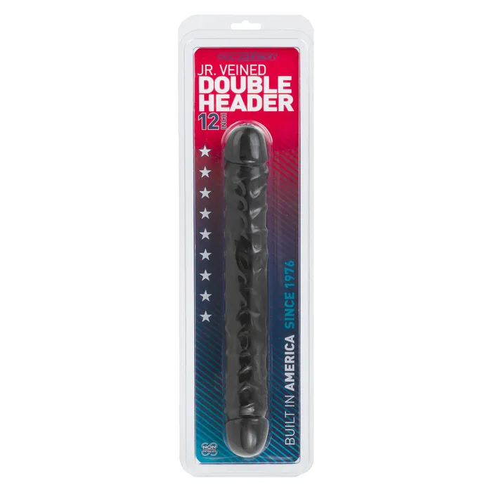 Doc Johnson Dildos Jr Veined Double Header 12 Inch Bender Dong Black Doc Johnson Dildos Jr Veined Double Header 12 Inch Bender Dong Black
