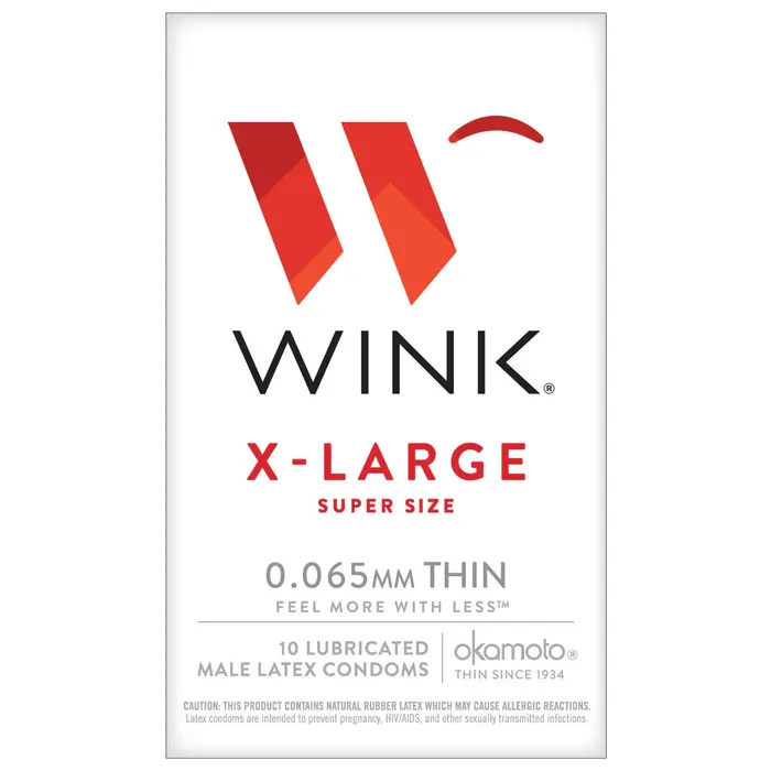 Paradise Marketing Male Sex Toys Wink Super XLarge Thin Condoms 10Pack